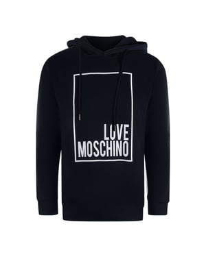 Sudadera Con Capucha Azul Marino Y Logo De Caja Blanca De Love Moschino