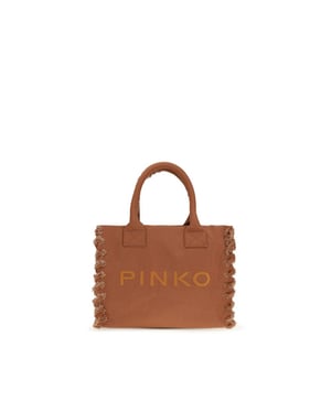 Bolso de Hombro de Algodón Marrón PINKO
