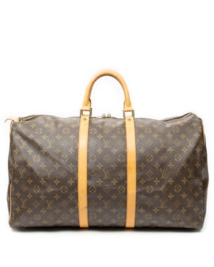 Louis Vuitton Keepall 55 en  marrón Lienzo recubierto