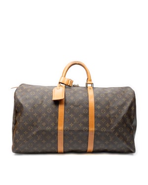 Louis Vuitton Keepall 55 en  marrón Lienzo recubierto