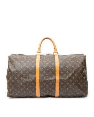 Louis Vuitton Keepall 55 en  marrón Lienzo recubierto