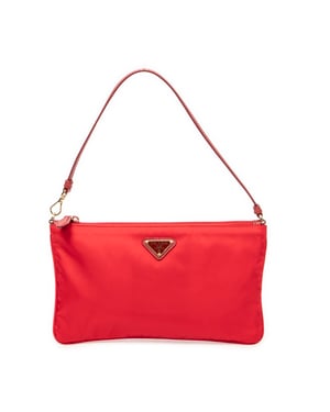 Prada Flat Zip Clutch  en  Red Lienzo