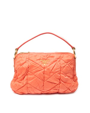 Prada Quilted Zip Hobo  en  naranja Lienzo