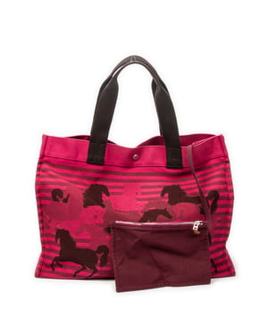 Hermès Chevaux En Camouflage Beach Bag  en  rosa Lienzo