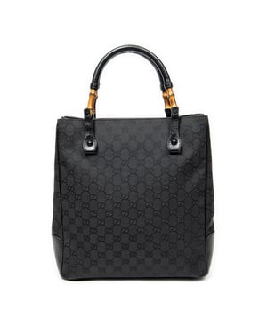 Gucci Bamboo Tote  en  negro Lienzo