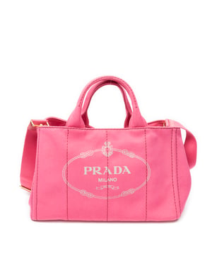 Prada Medium Canapa Tote  en  rosa Lienzo