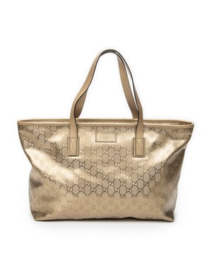 Gucci Large Zip Shopping Tote  en  oro Lienzo recubierto