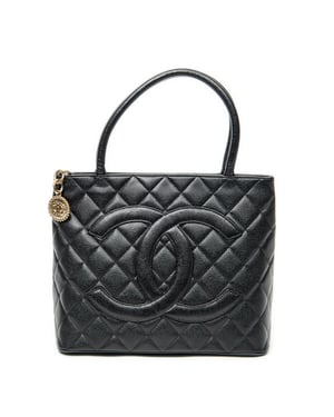 Chanel Timeless Medallion Tote  en  negro Cuero de ternero