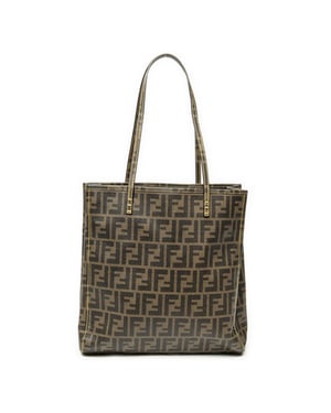 Fendi Vertical Open Tote  en  Brown Lienzo recubierto
