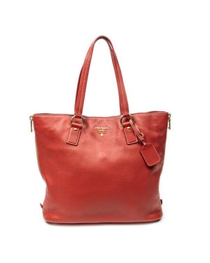 Prada Large Side Zip Tote  en  Red Cuero de ternero