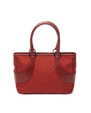 Gucci Jacquard Tote  en  Red Lienzo