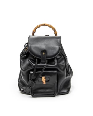Gucci Mini Bamboo Backpack  en  negro Cuero de ternero