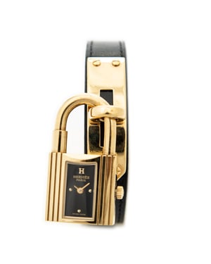 Hermès Kelly Watch  en  negro Cuero de becerro