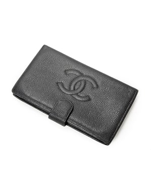 Chanel Timeless Long Bifold Wallet  en  negro Cuero de ternero