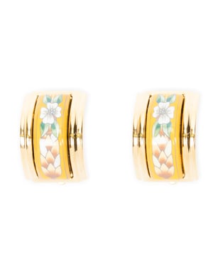 Hermès Enamel Clip On Earrings  en  amarillo Acero inoxidable sin níquel