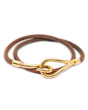 Hermès Jumbo Hook Double Tour Bracelet  en  marrón Cuero de ternero