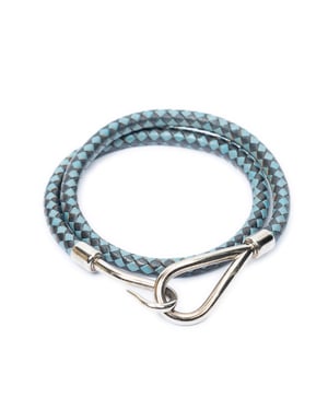 Hermès Braided Jumbo Hook Double Tour Bracelet  en  negro Cuero de ternero