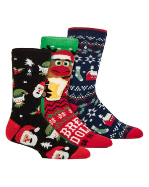 3 Pares de Calcetines Térmicos Navideños para Hombre