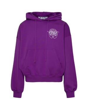 Gebroken wit handpijlontwerp Boxy Fit paarse oversized hoodie