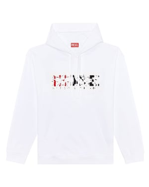 Diesel sudadera con capucha blanca con logo doble destruido