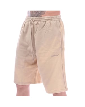 Pantalones cortos de sudadera vintage de skate en arena con tabulador diagonal Off White para hombres