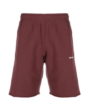Off-White Diag Helvetica pantalones cortos de punto en borgoña