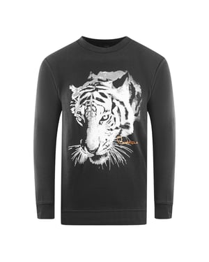 Sudadera negra con logo de silueta de tigre de Cavalli Class