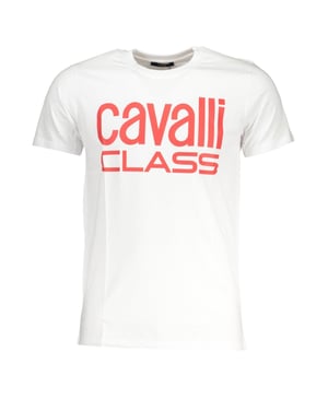 Cavalli Class Camiseta Blanca Con Logo Rojo Bold