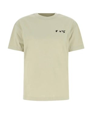 Off-White Camiseta beige de corte estandar con logo OW