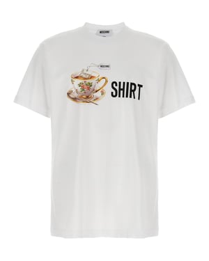 Camiseta de algodón blanca Moschino