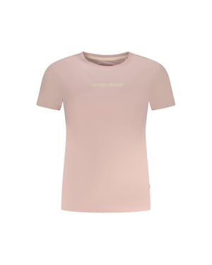 Camiseta de algodón rosa para mujer Guess Jeans