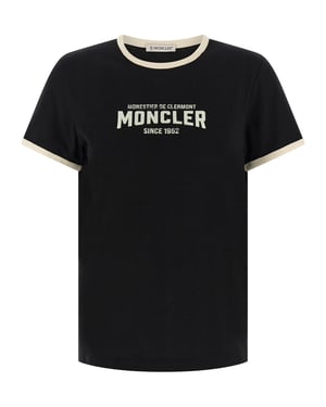 Camiseta de algodón negra Moncler