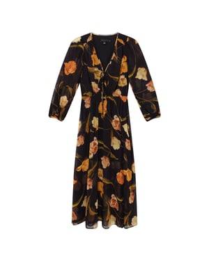 Vestido Midi Negro Con Top De Malla De Ted Baker