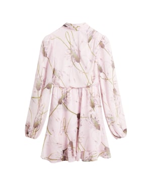 Vestido Rosa Claro De Manga Larga Con Lazo Y Estampado Arakas De Ted Baker