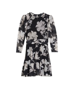 Minivestido Negro De Malla Con Hombros Fruncidos Carmel De Ted Baker