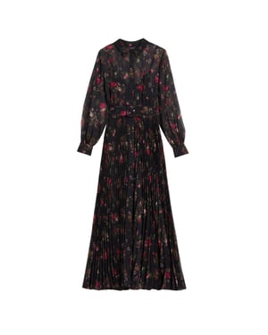 Vestido Largo Negro Estampado Ceiba De Ted Baker