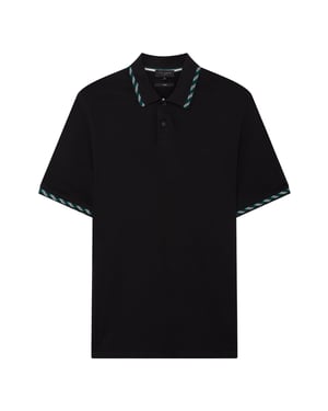 Polo Negro De Jacquard Con Estampado A Cuadros De Ted Baker Ss