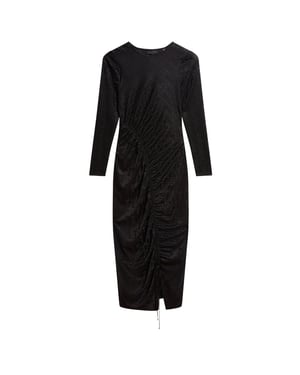 Vestido Negro Ajustado Fruncido De Jacquard Sherlay De Ted Baker