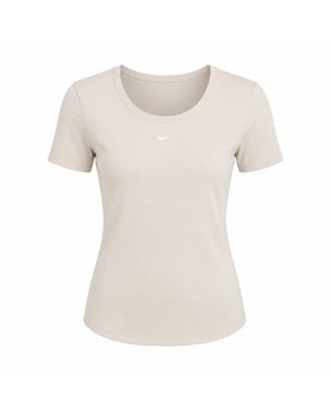 Top Ajustado Nike Para Mujer Con Espalda Escotada Y Ribete Mini-acanalado, Color Marrón Claro