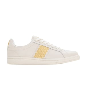 Zapatillas Fred Perry B721 Color Crudo Con Detalle De Cinta De Cuero