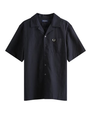 Camisa Ligera Texturizada Azul Marino De Fred Perry Para Vacaciones