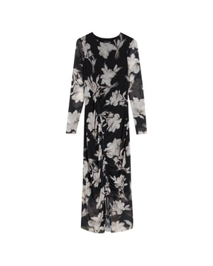 Vestido Negro Ajustado Fruncido De Malla Estampada Marliyy De Ted Baker