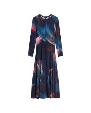 Vestido Azul Marino De Manga Larga De Punto Ajustado Estampado Georii De Ted Baker