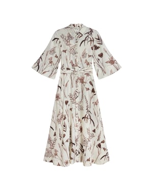Vestido Midi Plisado De Lino Y Seda Color Marfil Luwisa De Ted Baker