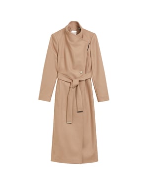 Abrigo Largo Cruzado De Lana Color Camel De Ted Baker Rosell