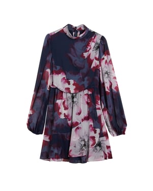 Vestido Azul Marino De Manga Larga Con Estampado Aracely De Ted Baker