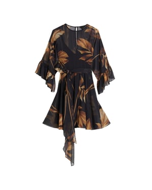 Minivestido Negro Transparente Con Mangas Con Detalle De Volantes De Ted Baker Elster