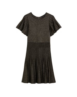 Vestido De Punto Negro Con Mangas Acampanadas Estilo Ángel Metalizado Madison De Ted Baker