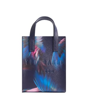 Bolso Mini Icon Azul Marino Con Estampado De Plumas Feacon De Ted Baker