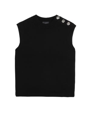 Camiseta Negra Sin Mangas Con Cuello Redondo Y Botones Ted Baker Rondher Rose